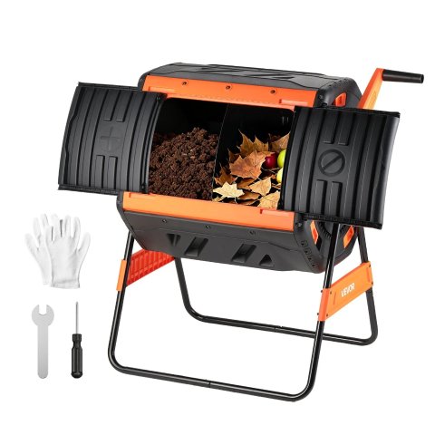 VEVOR 53 Gallon Dual Chamber Outdoor Compost Tumbler