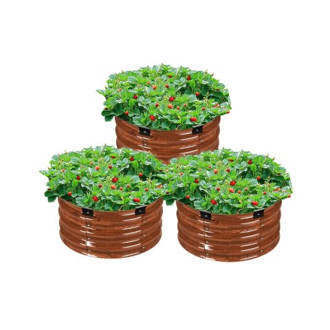 VEVOR Round Garden Beds 3-Pack 0.4mm