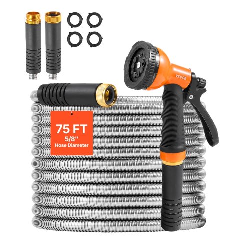 VEVOR Stainless Steel Water Hose 75ft 10 Spray Modes