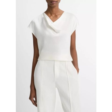 Vince Silk Short Sleeve Blouse