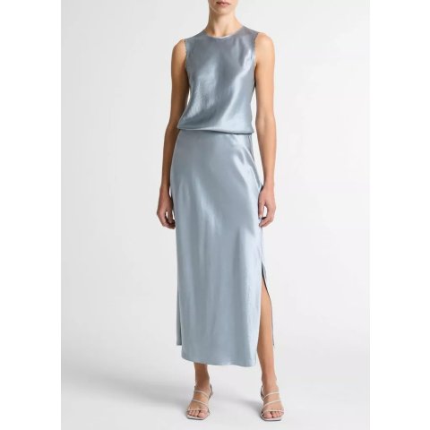 Vince Satin Side-Slit Slip Skirt