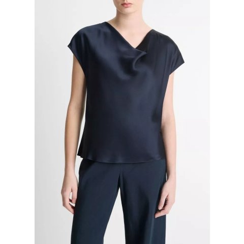Vince Silk Short-Sleeve Blouse