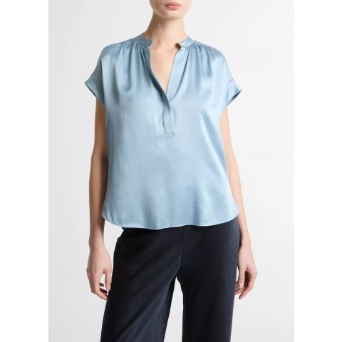 Vince Silk Short Sleeve Blouse