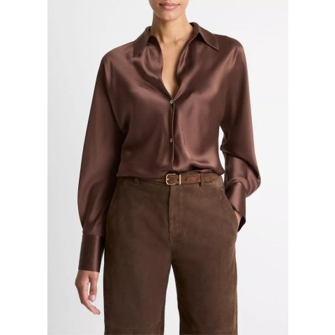 Vince Silk Long-Sleeve Blouse