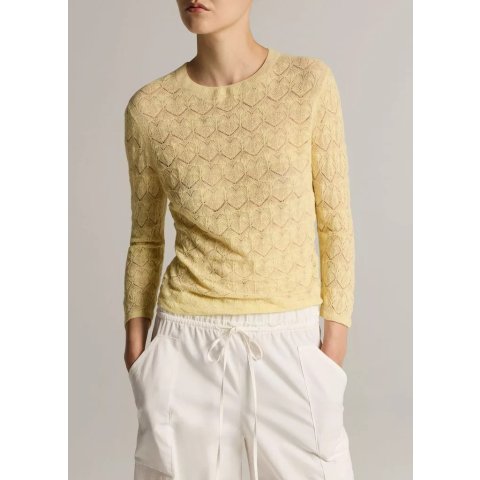 Vince Cotton Lace Three-Quarter Sleeve Sweater
