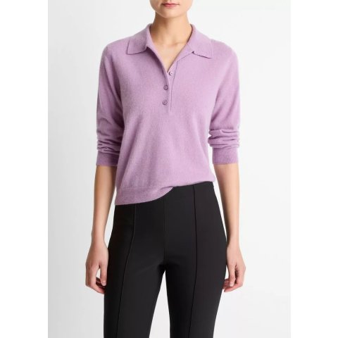 Vince Cashmere-Silk Polo Sweater