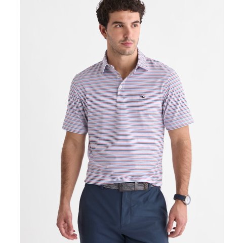 Vineyard Vines Performance Bradley Stripe Sankaty Polo