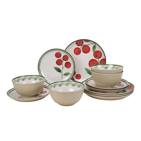 Better Homes & Gardens Better Homes 12-Piece Bamboo Melamine Tomato Dinnerware Set