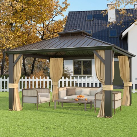 EROMMY Aluminum Patio Gazebo 10x10 ft