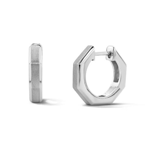 Zales Black Diamond Accent Sterling Silver Hoop Earrings
