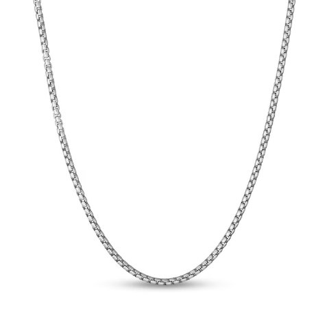 Zales 2.4mm Solid Sterling Silver Rounded Box Chain Necklace 20"