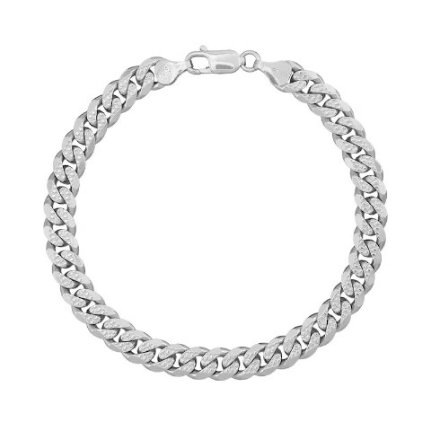 Zales 6.9mm Solid Sterling Silver Miami Cuban Chain Bracelet 8.5"